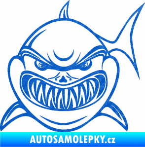 Samolepka Žralok 014 levá 3D karbon modrý