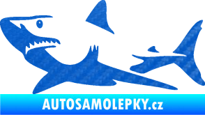 Samolepka Žralok 015 levá 3D karbon modrý
