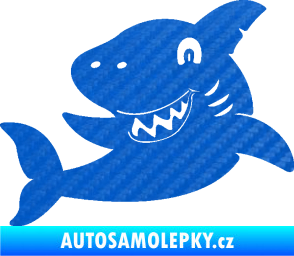 Samolepka Žralok 019 levá 3D karbon modrý