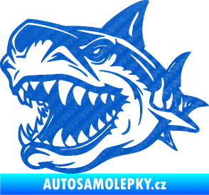 Samolepka Žralok 021 levá 3D karbon modrý