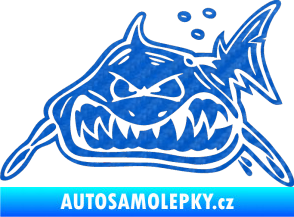 Samolepka Žralok levá 3D karbon modrý