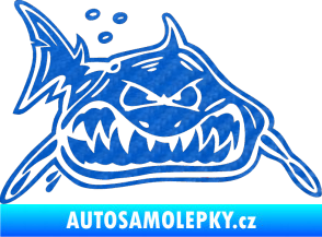 Samolepka Žralok pravá 3D karbon modrý