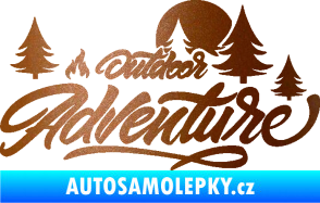 Samolepka Adventure outdoor nápis les,hory a táborák měděná metalíza