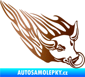 Samolepka Animal flames 010 pravá býk s kruhem měděná metalíza