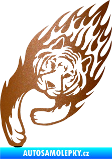 Samolepka Animal flames 015 levá tygr měděná metalíza