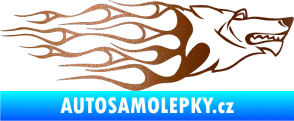 Samolepka Animal flames 017 pravá vlk měděná metalíza