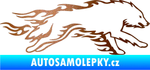 Samolepka Animal flames 032 pravá vlk měděná metalíza