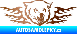 Samolepka Animal flames 034 pravá  vlk měděná metalíza
