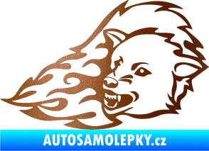 Samolepka Animal flames 036 levá vlk měděná metalíza