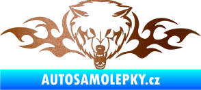 Samolepka Animal flames 038 levá  vlk měděná metalíza
