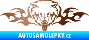 Samolepka Animal flames 038 pravá vlk měděná metalíza