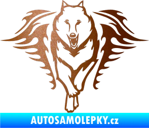 Samolepka Animal flames 039 levá  vlk měděná metalíza