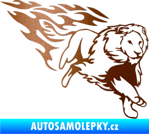 Samolepka Animal flames 087 pravá lev měděná metalíza