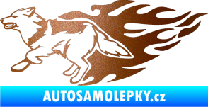 Samolepka Animal flames 090 levá vlk měděná metalíza