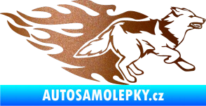 Samolepka Animal flames 090 pravá  vlk měděná metalíza