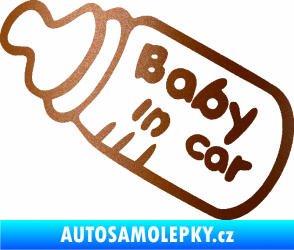Samolepka Baby in car 001 lahvička na mlíčko měděná metalíza