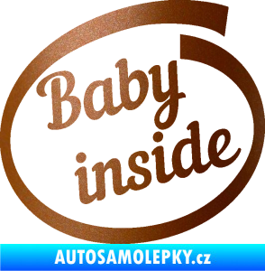 Samolepka Baby inside dítě v autě nápis měděná metalíza