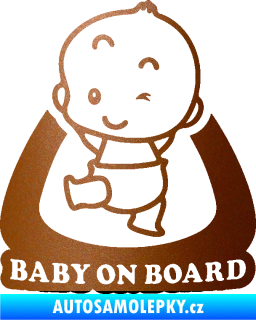 Samolepka Baby on board 011 levá s nápisem měděná metalíza