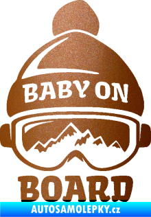 Samolepka Baby on board 012 levá na horách měděná metalíza