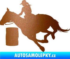 Samolepka Barrel racing 001 levá cowgirl rodeo měděná metalíza