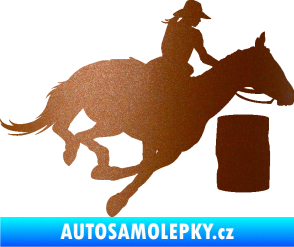 Samolepka Barrel racing 001 pravá cowgirl rodeo měděná metalíza