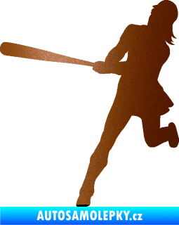 Samolepka Baseball 020 levá hráčka měděná metalíza