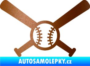 Samolepka Baseball míček a pálky měděná metalíza