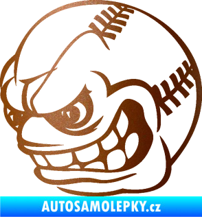Samolepka Baseballový míček 001 levá s obličejem měděná metalíza
