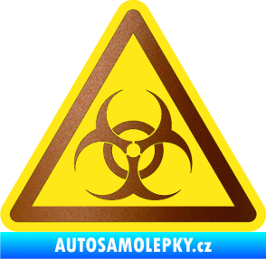 Samolepka Biohazard barevný trojúhelník měděná metalíza