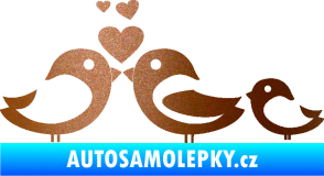 Samolepka Bird family 001 rodina v autě měděná metalíza