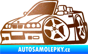 Samolepka BMW e30 cabrio karikatura levá měděná metalíza
