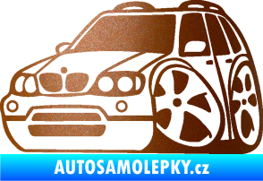 Samolepka BMW X5 karikatura levá měděná metalíza