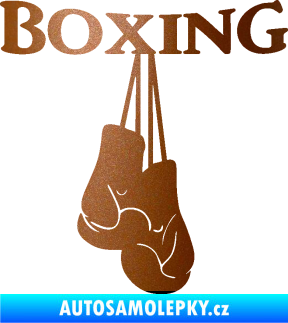 Samolepka Boxing nápis s rukavicemi měděná metalíza
