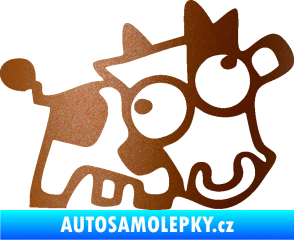 Samolepka Crazy cow pravá měděná metalíza