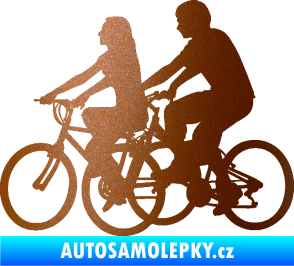 Samolepka Cyklisté 001 levá pár měděná metalíza