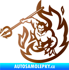 Samolepka Ďábel 002 levá s vidlemi měděná metalíza
