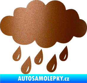 Samolepka Déšť 001 levá mrak a kapky měděná metalíza