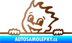 Samolepka Dítě v autě 029 levá veselý kluk hlavička měděná metalíza
