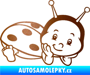 Samolepka Dítě v autě 063 pravá beruška měděná metalíza