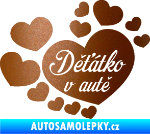 Samolepka Dítě v autě 092 nápis děťátko v autě se srdíčky měděná metalíza