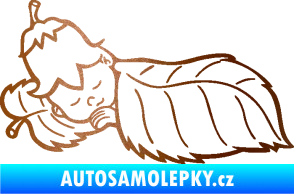 Samolepka Dítě v autě 107 levá spinká na lístečku měděná metalíza