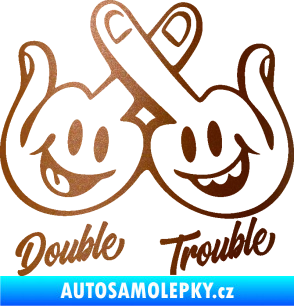 Samolepka Double trouble smajlíci f*ck měděná metalíza