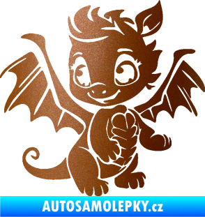 Samolepka Dragon 054 levá roztomilý dráček měděná metalíza