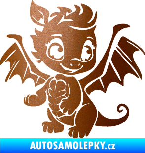 Samolepka Dragon 054 pravá roztomilý dráček měděná metalíza