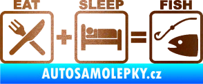 Samolepka Eat sleep fish měděná metalíza