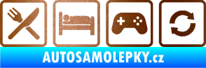 Samolepka Eat sleep game repeat hrát počítačové hry měděná metalíza