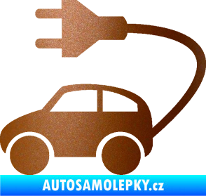 Samolepka Elektro auto 002 levá symbol zásuvka měděná metalíza