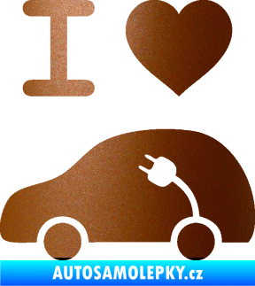 Samolepka Elektroauto 003 levá I love elektro měděná metalíza
