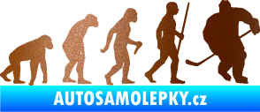 Samolepka Evoluce 003 hokej pravá měděná metalíza