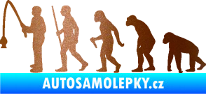Samolepka Evoluce 005 rybář levá měděná metalíza